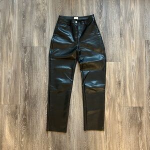 Aritzia High-Rise Black Faux Leather Pants